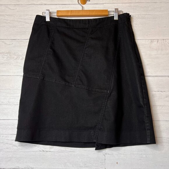 Nic + Zoe Skirt Womens Size 12 Black Asymmetric Geometric Seam Mini Cotton - Picture 1 of 16